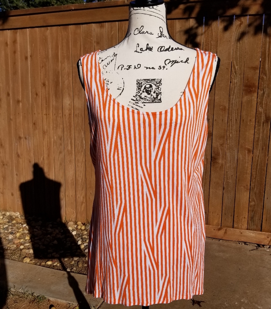 Cato orange and white striped tank XL